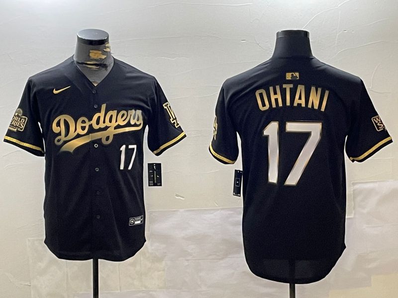 Men Los Angeles Dodgers #17 Ohtani Black Gold Game 2024 Nike MLB Jersey style 1120